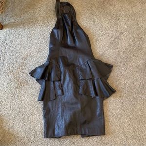 Vintage black leather halter dress